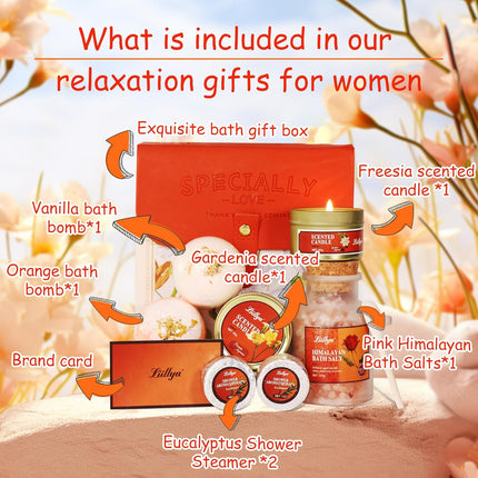 7 Pcs Bath Sets for Women Halloween Gifts for Her Travel Essentials Set with Bath Bombs, Scented Candle, Shower Steamers, Bath Salt Self Skincare Set for Relaxing Mother'S Day Birthday Gifts