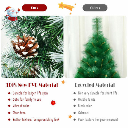 2 Feet Snow Flocked Pine Artificial Christmas Tree with Pine Cones