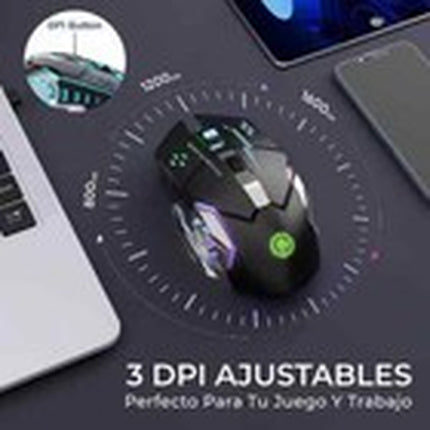 Rechargeable Wireless Mouse RGB LED USB Gaming Mice Laptop PC Mac UK