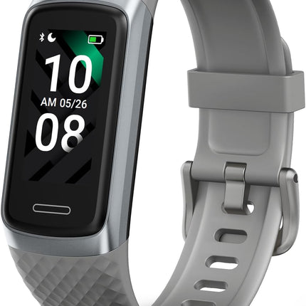 Active 2 Veryfit Fitness Tracker Heart Rate Spo2 Blood Oxygen Saturation Sleep Monitor 1.05" Screen Activity Step Counter Pedometer IP68 Waterproof Smart Watches for Men Women (ID155) (Grey)