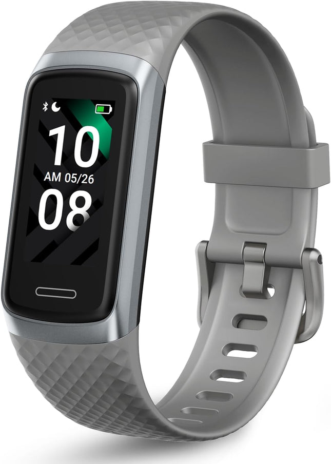 Active 2 Veryfit Fitness Tracker Heart Rate Spo2 Blood Oxygen Saturation Sleep Monitor 1.05" Screen Activity Step Counter Pedometer IP68 Waterproof Smart Watches for Men Women (ID155) (Grey)