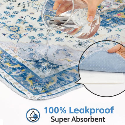 Washable Pee Pads for Dogs 2 Pack Reusable Puppy Training Pads 24"X18" Super Absorbent Waterproof Dog Training Pads, Non-Slip Potty Pads Whelping Pads Litter Mat Pet Supplies Blue