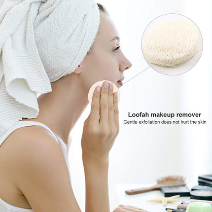 40 Pcs Natural Loofah Pads, Reusable Makeup Removal Face Pads, Loofah for Men & Women Face Brush Cleanser and Massager, Body Wash and Bath Scrubber, with Travel Bag