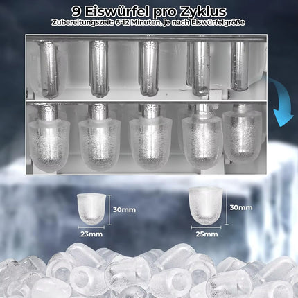 Electric Ice Cube Machine Ice Cube Maker Stainless Steel Icemaker Ice Machine 1.2L,9 Cubes,Self-Clean