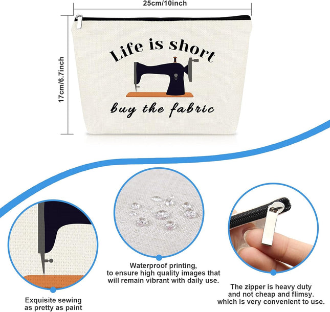 Sewing Gift for Women Makeup Bag Quilter Seamstress Gifts Funny Quilting Sewing Lovers Gift for Women Cosmetic Bag Christmas Birthday Gifts for Seamstresses Quilters Mom Grandma Friend