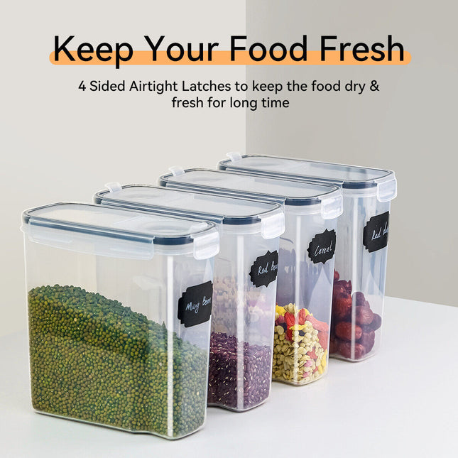 4X Airtight 2.5L Food Cereal Containers Lid for Kitchen Flour Pasta Sugar Baking