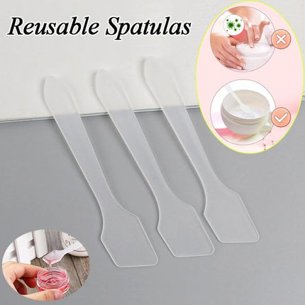 50Pcs Mini Disposable Makeup Spatulas for Face Mask Facial Cream, 50 Pack Plastic Tip Mini Cosmetic Spoon Tool for Skincare Mixing, Sampling, Waxing DIY Facial Mask Stick, Clear Pink Purple