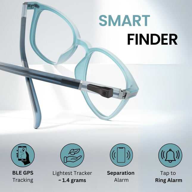 Glasses Tracker for Apple Ios | Apple Find My Alternate | Locate Spectacles, Find Eyewear, Never Lose Sunshades | Light Weight, Small Size, Fit All Specs Size | Battery, Charger, Accessory Included
