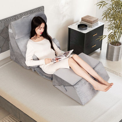 7 PCS Adjustable Support Pillow Set Bed Wedge Pillows with Memory Foam
