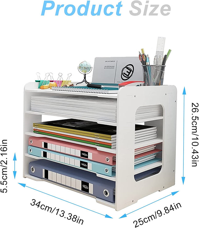 5-Tier A4 Paper Desk Organizer Tray Storage for Home Office School