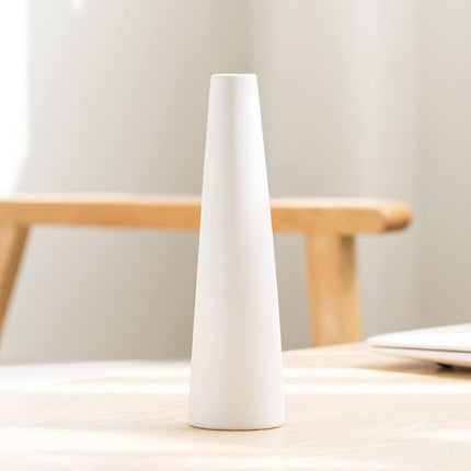 Tall White Ceramic Bud Vase Single Flower Small Bud Decorative Floral Vase Home