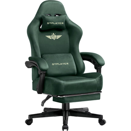 Fabric Gaming Chair, Ergonomic Computer Chair with Footrest and Lumbar Support Height Adjustable Home Office Chair