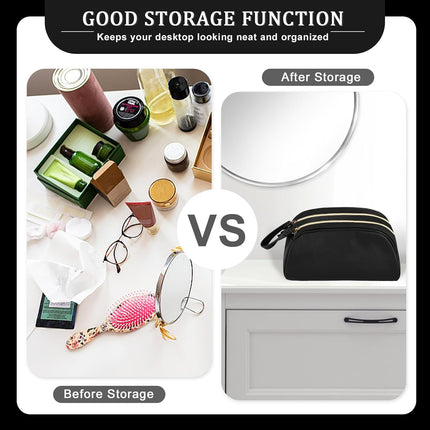 Makeup Bags Cosmetic PU Leather Large Capacity Women'S Portable Toiletry Toiletries Case Makeup Storage Bags with Handle for Ladies Girls