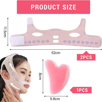 2 Pcs Chin Strap for Sleeping, Reusable V Line Face Lifting Chin Mask for Jawline Shaper, Face Contouring