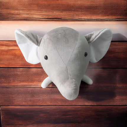 Plush Elephant Head Wall Decoration Ornament Hanging Stuffed Kids Room Toy Gift