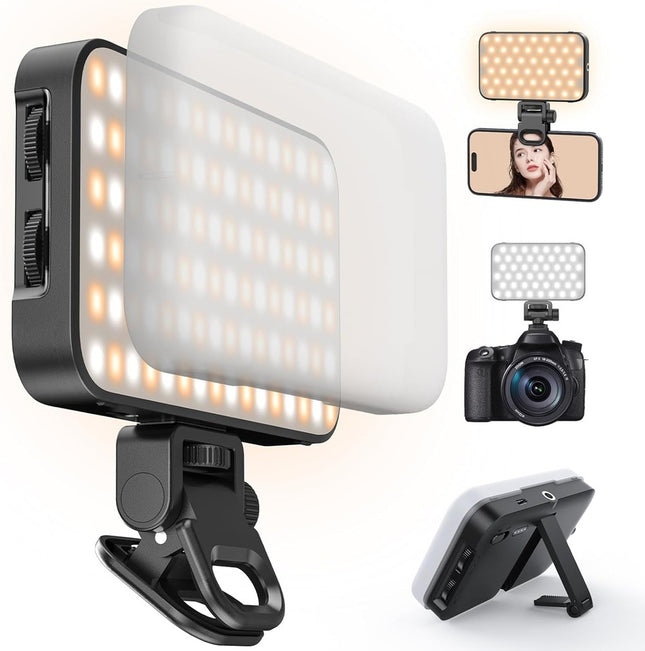 LED Fill Light with Hidden Bracket USB Rechargeable for Streaming and Vlogging