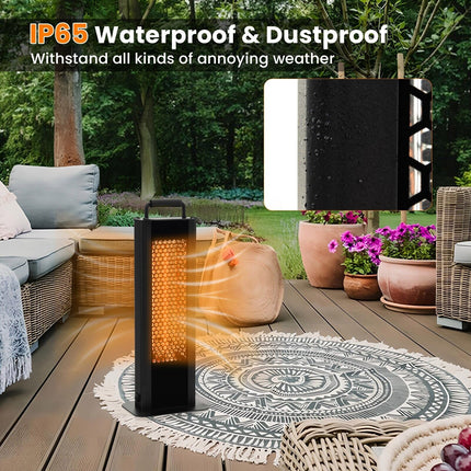 1200W Patio Heater Portable Electric Heater W/ Double-Sided Heating Waterproof
