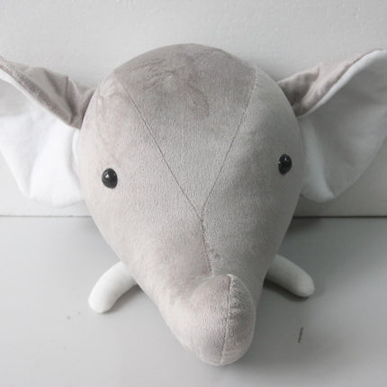 Plush Elephant Head Wall Decoration Ornament Hanging Stuffed Kids Room Toy Gift