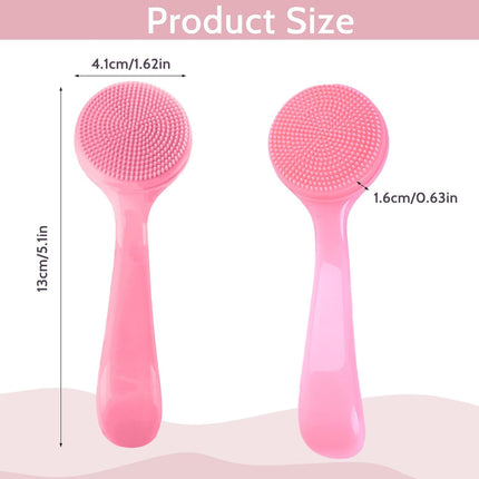 2Pack Silicone Face Brush Manual Face Scrub Exfoliating Brushes Soft Facial Brushes Waterproof Skin Friendly Face Cleaner Brush for Women Men Blackheads Makeup Residues Removal(Pink)