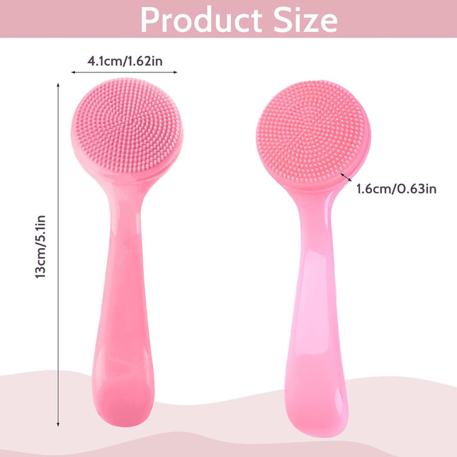 2Pack Silicone Face Brush Manual Face Scrub Exfoliating Brushes Soft Facial Brushes Waterproof Skin Friendly Face Cleaner Brush for Women Men Blackheads Makeup Residues Removal(Pink)