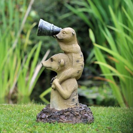 Garden Ornament Meerkat Family Solar Powered Lantern Decorative Animal Light