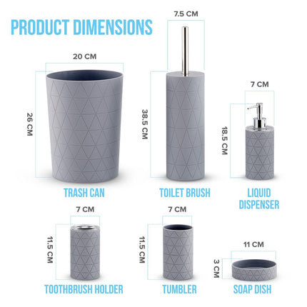 Practical 6Pc Bathroom Accessories Set Bin Soap Dispenser Toothbrush Tumbler