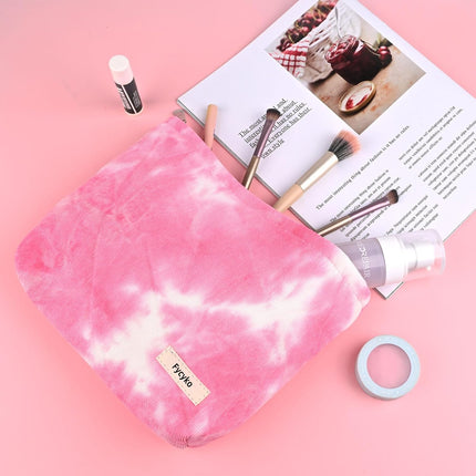 Makeup Bag, Corduroy Gradient Travel Make up Bag, Small Make up Bag for Women, Portable Cosmetic Bags, Multifunctional Travel Toiletries Bag Make up Case for Girls Gift - Pink White