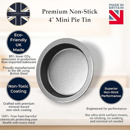 Samuel Groves 6-Pack 4" Non-Stick Mini Pie & Tart Tins – Air Fryer Friendly