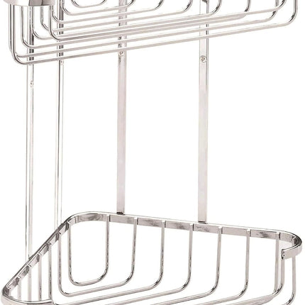 Croydex Large Corner Shower Caddy - Durable Steel Bathroom Shelves with Chrome F