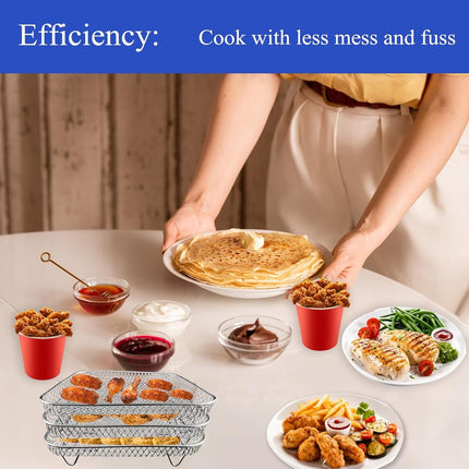 Air Fryer Grill Rack Square Stainless Steel 3 Layers Stackable Air Fryer Shelf