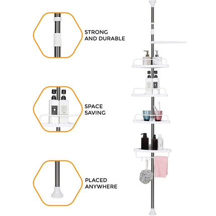 4 Tier Telescopic Bathroom Wall Corner Shelf Rack Shower Caddy Storage Organizer