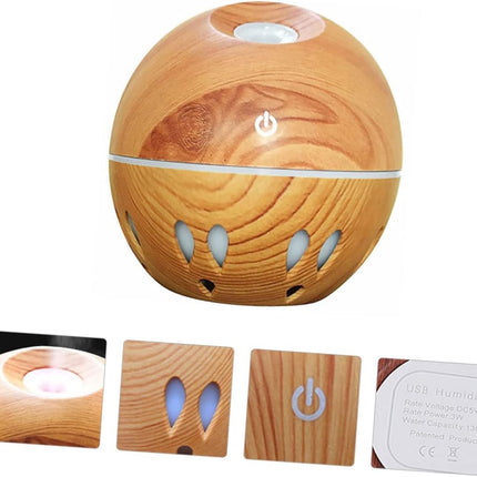 Mini Usb Humidifier Hollow Out Wooden Diffuser Mist Humidifier Quiet Aromatherapy Function for Office and Home Use