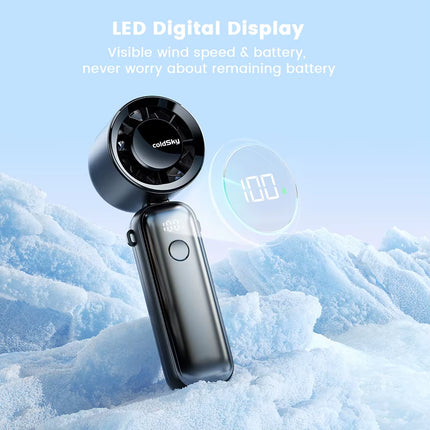 Portable Handheld Turbo Fan 5000Mah Rechargeable Fan with 6 Speeds Foldable Neck/Desk Fan with Digital Display Pocket Small Fans