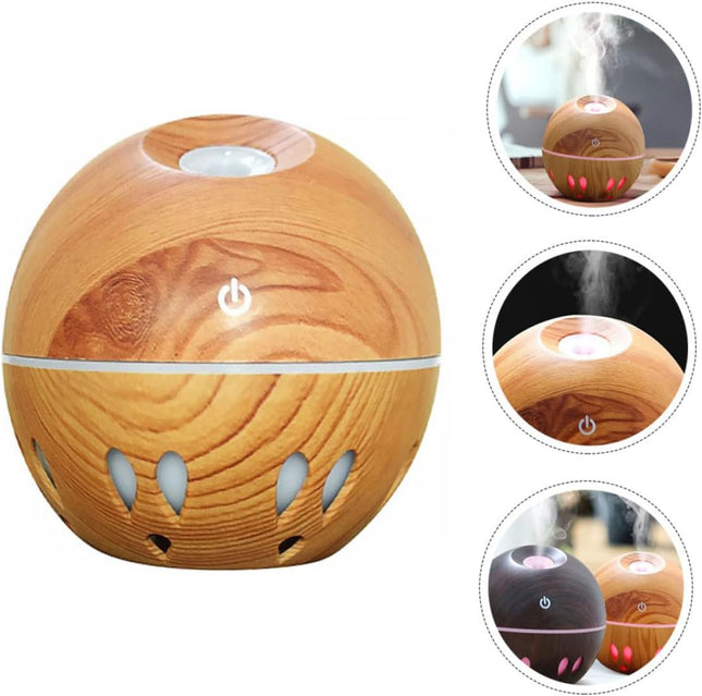 Mini Usb Humidifier Hollow Out Wooden Diffuser Mist Humidifier Quiet Aromatherapy Function for Office and Home Use