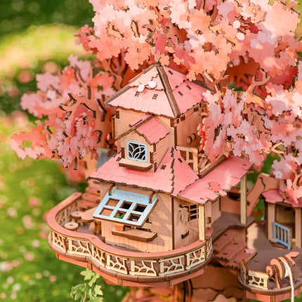 Rolife Sakura Tree House 3D Puzzles DIY Model Building Toy Wooden Craft Kits Hobby for Kids Brain Teaser Gift