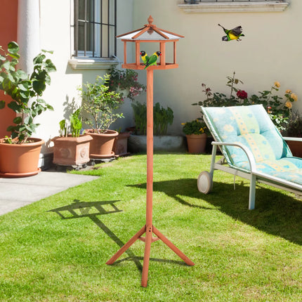 Bird Table Wooden Feeding Station with Stand for Garden Wooden 153Cm