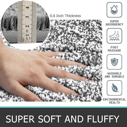 Pauwer Ultra Soft Bathroom Mat Sets 3 Piece Luxury Non Slip Absorbent Bath And