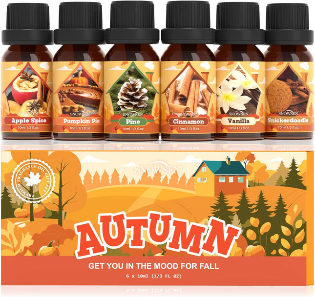SNOWSEN Autumn Essential Oil Set, Essential Oils for Diffusers for Home, Fall Fr