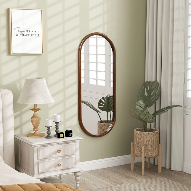 Hanging Mirror Full Length Mirror Wood Frame Wall-Mounted Mirror