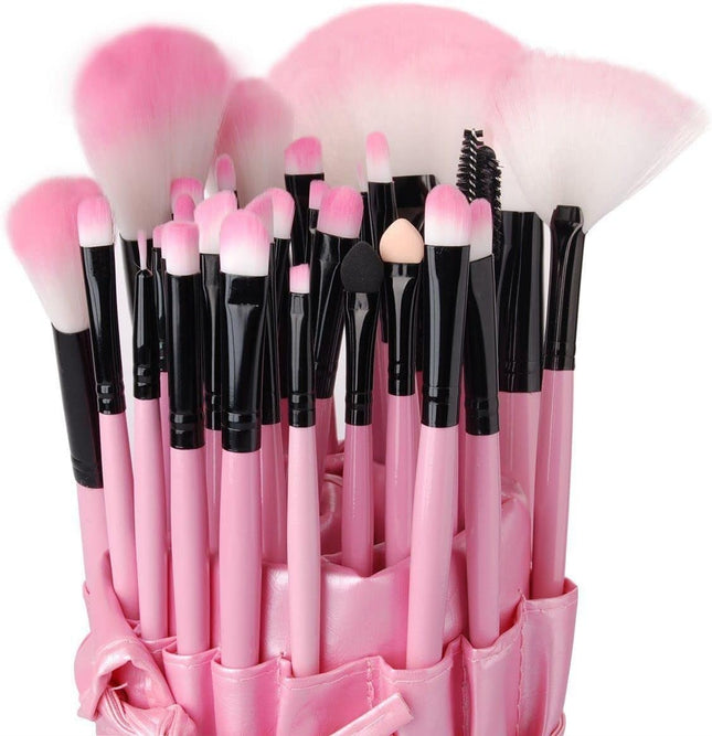 Makeup Brush 32Pcs Set, Rofessional and Personal Use, for Face & Eye Makeup, Faux Leather Case (32 PCS Set, Pink)