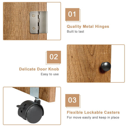 Folding Sewing Table with Storage Shelves and Lockable Casters