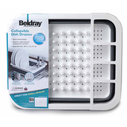 Beldray Collapsible Dish Drainer Drying Rack Space-Saving with Cutlery Divider