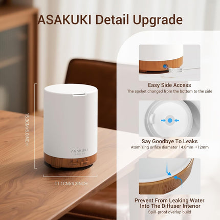 ASAKUKI 300Ml Essential Oil Diffuser, Ultrasonic Aroma Scented Oil Diffuser