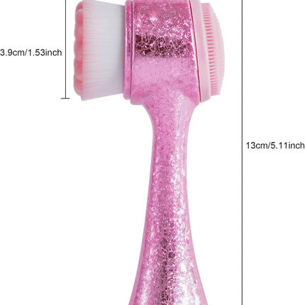 Facial Cleansing Brush, Silicone Face Scrubber, Soft Bristles Exfoliating Face Wash Brush, Pore Deep Cleansing Double Side Face Skincare Tool for Makeup Removal, Ice Flower Pink, 1 Piece