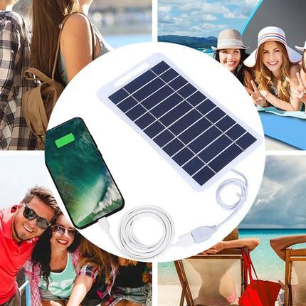 2W 5V Portable Solar Panel USB Battery Charger Small Power Station Waterproof Phone Power Bank for Camping Backpacking Hiking