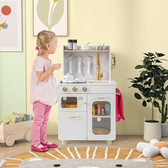 Kids Kitchen Setwith Stoves Faucet Sink Telephone Microwave and Oven