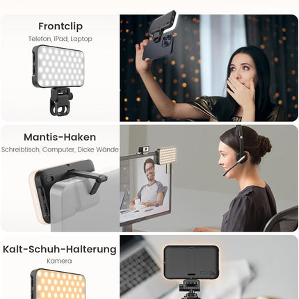 LED Fill Light with Hidden Bracket USB Rechargeable for Streaming and Vlogging