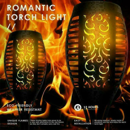 8X Flame Effect Solar Outdoor Lights Stake Garden Path Flickering LED Torch Lamp