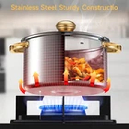 10Pc INDUCTION PAN SET GLASS LIDS STAINLESS STEEL KITCHEN COOKWARE POT