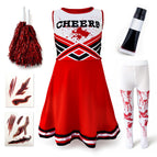 Red 5Pc Set Dress, Pom Poms, Tights, Blood  Scars / Medium (7-9 Years)